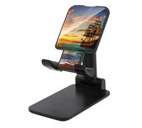 LYHVSFJW Support de téléphone portable pliable en forme de bateau pirate au coucher du soleil - Support de téléphone portable réglable pour bureau portable avec base antidérapante - Compatible avec