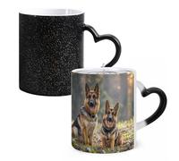 LYHVSFJW Tasse à café fantaisie - Berger allemand - Tasse à café en céramique changeant de chaleur - Tasse à thé fantaisie personnalisée de 325 ml pour boissons chaudes et froides, maison, bureau