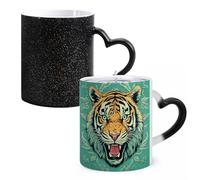 LYHVSFJW Tasse à café fantaisie - Tasse à café en céramique avec motif tête de tigre changeant de chaleur, tasse à thé fantaisie personnalisée de 325 ml, tasses à sublimation pour boissons chaudes et
