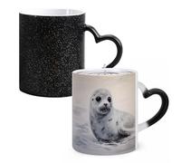 LYHVSFJW Tasse à café fantaisie - Tasse à café en céramique avec peinture de harpe - Tasse à café en verre changeant de chaleur - Tasse à thé fantaisie personnalisée de 325 ml pour boissons chaudes et