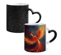 LYHVSFJW Tasse à café fantaisie - Tasse à café en céramique orange rouge Phoenix tasse à café en verre changeant de chaleur tasse à thé fantaisie tasse à thé personnalisée 325 ml tasses de sublimation