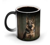LYHVSFJW Tasses à café fantaisie en céramique avec motif berger allemand - Tasse à thé en verre changeant de chaleur - 325 ml - Pour boissons chaudes et froides - Pour la maison, le bureau, les fêtes