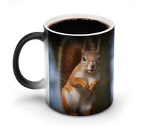 LYHVSFJW Tasses à café fantaisie en céramique avec motif écureuil amusant - Tasse à café en verre changeant de chaleur - Tasse à thé fantaisie personnalisée - 325 ml - Pour boissons chaudes et froides