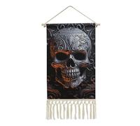 LYHVSFJW Toile murale à suspendre avec motif tête de mort cool pour salon, affiche décorative avec cadre rétro à suspendre, bannière de ferme pour intérieur, chambre à coucher, bureau, 48,3 x 22,9 cm