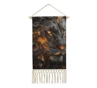 LYHVSFJW Toile murale à suspendre lion avec feu - Peinture d'art rétro pour salon, chambre à coucher, bureau - 48,3 x 22,9 cm