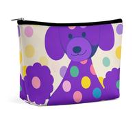 LYHVSFJW Trousse de maquillage portable pour femme - Joli chapeau de nain - Trousse de toilette de voyage pour accessoires de voyage, Caniche violet à pois., Taille unique