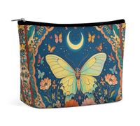 LYHVSFJW Trousse de maquillage portable pour femme - Motif léopard noir et doré - Trousse de toilette de voyage pour accessoires de voyage, Tapisserie papillon et fleur, Taille unique