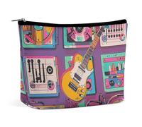 LYHVSFJW Trousse de maquillage portable pour femme - Tour Eiffel avec feuilles d'automne - Trousse de toilette de voyage pour accessoires de voyage, Guitare à thème musical, Taille unique
