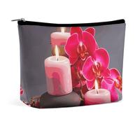 LYHVSFJW Trousse de maquillage portable pour femme - Trousse de maquillage paresseuse - Trousse de toilette de voyage pour accessoires de voyage, Bougies rouges en pierre d'orchidée, Taille unique