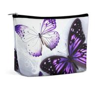 LYHVSFJW Trousse de maquillage portable pour femme, trousse de maquillage samouraï, trousse de toilette de voyage pour accessoires de voyage, Papillons blancs et violets, Taille unique