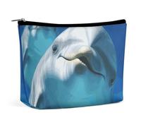 LYHVSFJW Trousse de maquillage portable pour femme, trousse de maquillage samouraï, trousse de toilette de voyage pour accessoires de voyage, Dauphin avec un sourire., Taille unique