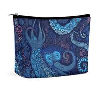 LYHVSFJW Trousse de maquillage portable pour femme, trousse de maquillage samouraï, trousse de toilette de voyage pour accessoires de voyage, Bleu pieuvre, Taille unique