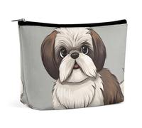 LYHVSFJW Trousse de maquillage portable pour femme, trousse de maquillage samouraï, trousse de toilette de voyage pour accessoires de voyage, Chien Shih Tzu, Taille unique