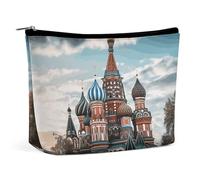 LYHVSFJW Trousse de maquillage portable pour femme - Violet et rose - Trousse de toilette de voyage pour accessoires de voyage, Place rouge de la cathédrale Saint-Basile à Moscou, Taille unique