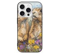 LYHVSFJW Two Prairie Dogs - Coque de téléphone compatible avec iPhone 16/Pro - Housse de protection antichoc fine en verre - Noir