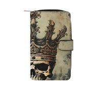 LYHVSFZQ Portefeuille pour homme avec fermeture éclair, élégant motif tête de mort, couronne, pour un usage quotidien et cadeaux de vacances, style, 19,7 x 11 x 3,5 cm, Style :, 19.7x11x3.5cm