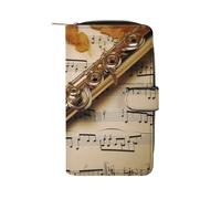LYHVSFZQ Portefeuille pour homme - Porte-monnaie avec fermeture éclair - Flûte - Imprimé musique - Pour un usage quotidien et des cadeaux de vacances - Style : 19,7 x 11 x 3,5 cm, Style