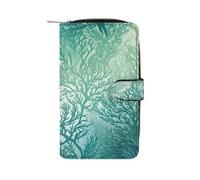 LYHVSFZQ Portefeuille pour homme - Porte-monnaie avec fermeture éclair - Motif algues vertes et bleu marine - Pour un usage quotidien et des cadeaux de vacances - Style : 19,7 x 11 x 3,5 cm, Style