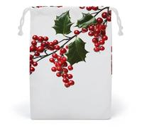 LYHVSFZQ Sacs de rangement, trousse de maquillage, sac à jouets, sacs réutilisables, sacs de toilette, houx, baies et branches imprimées, organiseur multi-usages, pliable, pochette de voyage, style