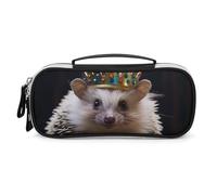 LYHVSFZQ Trousse de maquillage organisateur de voyage couronne avec hérisson imprimé sac de maquillage avec double fermeture éclair poignées sac cosmétique, style, taille unique, trousse de maquillage
