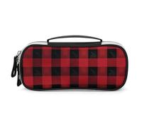 LYHVSFZQ Trousse de maquillage organisateur de voyage rouge noir Buffalo Check sac de maquillage imprimé à carreaux avec double fermeture éclair poignées sac cosmétique, style, taille unique, trousse