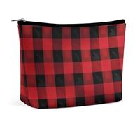 LYHVSFZQ Trousse de maquillage pliable rouge noir Buffalo Check imprimé plaid organisateur de maquillage voyage sac de maquillage pour voyage et vie quotidienne, style, taille unique, trousse de