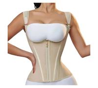 LYHYDMA Ceinture post accouchement Gilet de maintien en maille hautement élastique avec fermeture éclair et ceinture ventrale à 15 baleines(Beige,L)