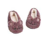 LYHYDMA Chaussette Pantoufle Pantoufles Chaudes d'hiver for Femmes, Peluche pelucheuse, antidérapante, intérieur Moelleux, Paresseux, Oreilles de Souris, Chaussure de Sol brodée(Maroon,39-41)