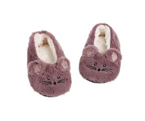LYHYDMA Chaussette Pantoufle Pantoufles Chaudes d'hiver for Femmes, Peluche pelucheuse, antidérapante, intérieur Moelleux, Paresseux, Oreilles de Souris, Chaussure de Sol brodée(Maroon,39-41)
