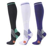 LYHYDMA Compression Socks 1/3 Paires De Chaussettes Compression For Varices, For Hommes Et Femmes, For La Course À Pied, Le Cyclisme(3MIX-156-4,L-XL)