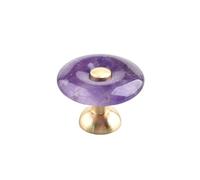 LYHYDMA Poignée Meuble Bouton de porte d'armoire rond de 30mm, poignée de tiroir de meuble, armoire, armoire, commode, poignées en laiton(Purple Crystal)