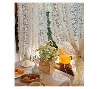 LYHYDMA Rideau Dentelle à Bords Ondulés, Rideau de Séparation en Dentelle Palace, Gaze Brodée Vintage Beige, Rod Pocket W130CM x H180CM 1PC