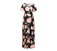 LYHYDMA Robe Grossesse Robe De Maternité for Femme, Imprimé Floral, Manches Courtes, Col en V, Longue, Maxi, Vêtements Décontractés for Femmes Enceintes, D'été(Black,XX-Large)