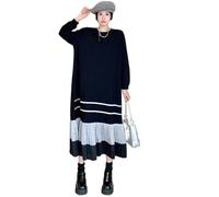 LYHYDMA Robe Pull Femme Robe Longue Ample Grande Taille for l'automne et l'hiver, Patchwork, en Satin(XXXL)