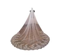LYHYDMA Voile Mariée Voile de Mariage Dentelle Bord Long Luxueux Voile de mariée Appliques Paillettes Blanc/Voile Ivoire avec Peigne Une Couche 3 mètres(Light Ivory OffWhite,300cm)