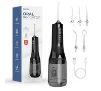 Lyinda Hydropulseur Portable, Irrigateur Oral Portable 300 ML avec 5 Buses et 4 Modes, USB Rechargeable Étanche IPX7, Portable Water Flosser Pour La Maison et Les Voyages. Noir