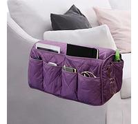 Lyirfan Organiseur antidérapant pour accoudoir de canapé avec 14 poches, pour téléphone portable, télécommande, magazines, lunettes, iPad (Violet)