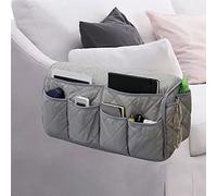 Lyirfan Organiseur antidérapant pour accoudoir de canapé avec 14 poches, pour téléphone portable, télécommande, magazines, lunettes, iPad (Gris)