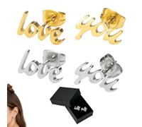 LYITZW 2 Paires de Boucles d'oreilles LOVE YOU, Boucles d'oreilles Asymétriques en Acier Inoxydable avec un Coffret à Bijoux, Cadeaux pour la Saint-Valentin, Fête des Mères, Femme, Homme, Couple