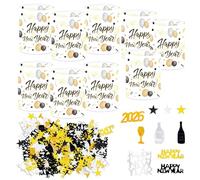 Lyivisk Lot de 12 photophores décoratifs de table - Confettis - Décoration du Nouvel An 2026 - Happy New Year - Décoration de fête