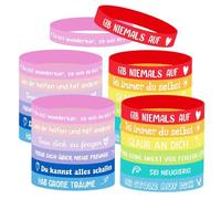 Lyivisk Lot de 24 bracelets de motivation pour enfants en allemand - 18 cm - En silicone - Avec dictons inspirants - Idéal comme cadeau d'adieu, d'école primaire - Petit cadeau de rentrée des classes
