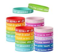 Lyivisk Lot de 24 bracelets de motivation pour enfants en silicone avec dictons inspirants - Cadeau d'adieu - Cadeau de maternelle - Cadeau de motivation pour la rentrée des classes ou un départ