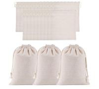 Lyivisk Lot de 24 sacs en coton de 13 x 18 cm avec cordon de serrage - Sacs cadeaux à remplir - Sacs en lin pour calendrier de l'avent, mariage, anniversaire, Noël