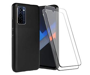 LYJERRY 1Pack de Protection WIKO 10 Coque Souple Noir + 2Pcs Verre trempé pour WIKO 10 Portable Antichoc Cover Housse Silicone Étui Film Protecteur