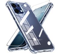 LYJERRY Antichoc Airbag Coque en Verre Trempé Compatible avec Oppo A6 Pro Protection Écran Transparent Étui de Protection en Silicone, Mince Souple TPU Bumper