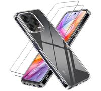 LYJERRY Étui avec 2 Verre Trempé Compatible avec ZTE Blade V70 Vita Coque Protection Écran,Transparent Antichoc Housse Silicone Film Protecteur
