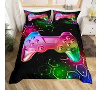 LYJKLST Gamer Housse de Couette pour Chambre Ado 1 Personne 150x200 Enfant Motif Gaming Parure De Lit Impression 3D du ContrôLeur de Manette de Jeu Impression modèle avec 1 Taies d'oreiller 65x65 cm