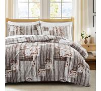 LYJKLST Housse de Couette Feuilles mortes 3 Pièces 280 x 240 cm avec 2 Taies d'oreiller 65x65 cm Brun Motifs Parure de Lit 280 x 240 cm Douce Respirable Microfibre Feuilles d'automne