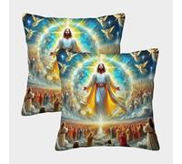 LYJSMDAAA 3D Printed Jésus - Religion Housse Coussin De Canapé Décoratif Canapé D'extérieur Taie Oreiller Décoration Housse De Coussin Carré pour Canapé Maison Salon Chambre D'intérieur 40x40cm
