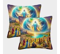 LYJSMDAAA 3D Printed Jésus - Religion Taie Coussin Canapé Decoration Décoratif Canapé D'extérieur Taie Oreiller Décoration Housse De Coussin Carré pour Terrasse Jardin Balcon Salon Chambre 45x45cm